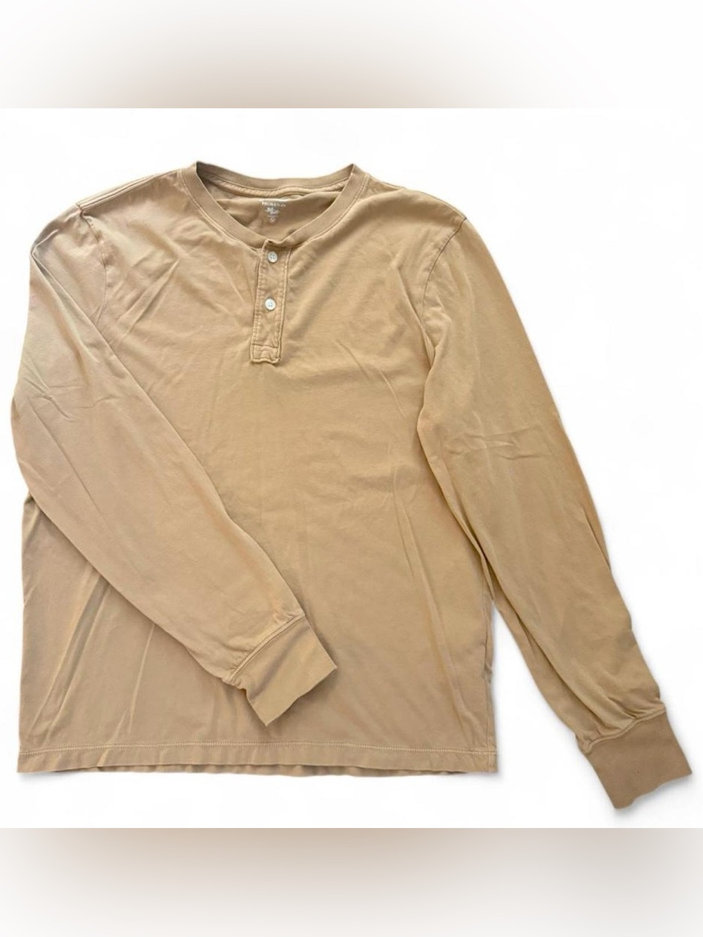 J. Crew Broken In Knit Goods Tan Camel Henley shirt casual cotton basic menswear